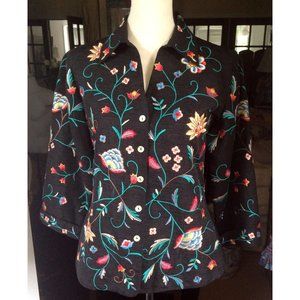 Silkland Women's Jacket Black Embroidered SizeM